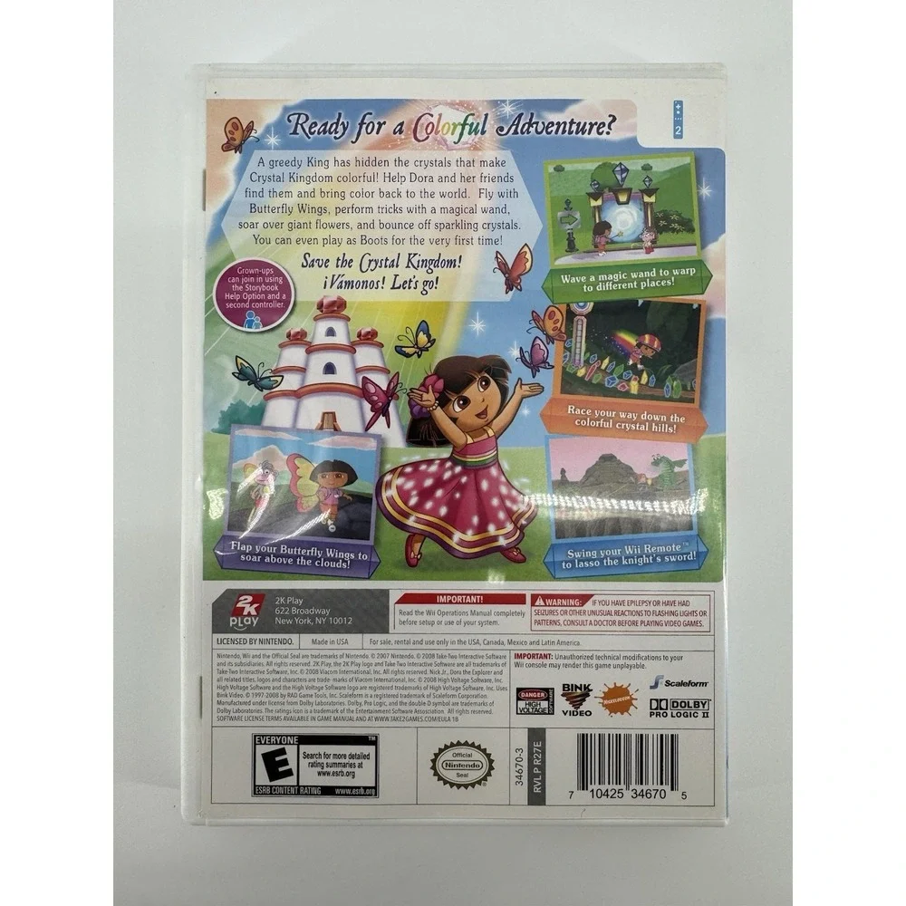 Dora the Explorer: Dora Saves the Crystal Kingdom Nintendo Wii 2K Play W/Manual